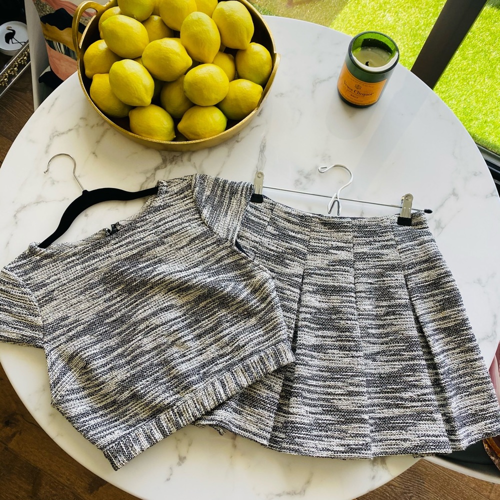 Alice + Olivia Tweed Crop Top + Skirt Set